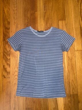 Brandy Melville Blue Striped Short Sleeve Tee